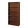 HON® Attune™ Laminate Series 5-Shelf Bookcase, 71"H x 36"W x 13 1/8"D, Shaker Cherry