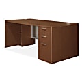 HON® Attune™ Right Single Pedestal Desk With Frosted Doors, 29 1/2"H x 72"W x 36"D, Shaker Cherry