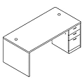 HON® Attune™ Right Single Pedestal Desk With Frosted Doors, 29 1/2"H x 72"W x 36"D, Mahogany 1 thumbnail image
