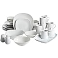 Gibson Home Classic Pearl 39-Piece Fine Ceramic Square Dinnerware Set, White 1 thumbnail image