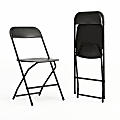 Flash Furniture Hercules Plastic Folding Chairs With 650-lb Capacity, Black, Set Of 2 Chairs
