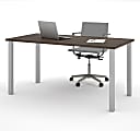 Bestar Universal 60"W Table Computer Desk With Square Metal Legs, Antigua