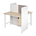 Bush Business Furniture Hustle 48-inch 2 Person Office Cubicles with Locking Storage Cabinet, White/Natural Elm, Standard Delivers 1 thumbnail image