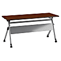Bush Business Furniture 60"W x 24"D Folding Training Table With Wheels, Hansen Cherry/Cool Gray Metallic, Standard Delivery