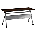 Bush Business Furniture 60"W x 24"D Folding Training Table With Wheels, Mocha Cherry/Cool Gray Metallic, Standard Delivery
