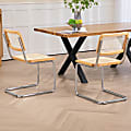 Glamour Home Barnaby Wood and Metal Dining Accent Chairs, Natural Brown/Chrome, Set Of 2 Chairs