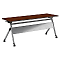 Bush Business Furniture 72"W x 24"D Folding Training Table With Wheels, Hansen Cherry/Cool Gray Metallic, Standard Delivery