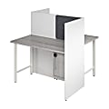 Bush Business Furniture Hustle 48-inch 2 Person Office Cubicles with Locking Storage Cabinet, White/Platinum Gray, Standard Delivers 1 thumbnail image