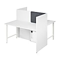 Bush Business Furniture Hustle 60-inch 2 Person Office Cubicles with Locking Storage Cabinet, White, Standard Delivers 1 thumbnail image
