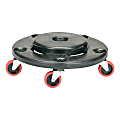 SKILCRAFT® Quiet 5-Wheel Trash Can Dolly, 6" x 17-3/4", Black/Red