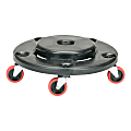 SKILCRAFT® Quiet 5-Wheel Trash Can Dolly, 6" x 17-3/4", Black/Red 1 thumbnail image