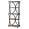 Baxton Studio Jeremy 4-Shelf Bookshelf, Oak Brown/Black