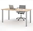 Bestar Universal 60"W Table Computer Desk With Square Metal Legs, Northern Maple 1 thumbnail image