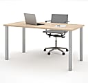 Bestar Universal 60"W Table Computer Desk With Square Metal Legs, Northern Maple