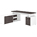 Bush Business Furniture 72"W Jamestown L-Shaped Corner Desk With Drawers, Storm Gray/White, Standard Delivery