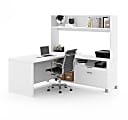 Bestar Pro-Linea 72”W L-Shaped Corner Desk With Single Shelf Hutch, White