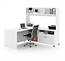 Bestar Pro-Linea 72”W L-Shaped Corner Desk With Single Shelf Hutch, White 1 thumbnail image