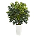 Nearly Natural Areca Palm 45" Artificial Plant With Tower Planter, Green/White 1 thumbnail image