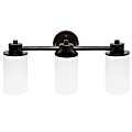 Lalia Home Essentix 3-Light Wall Mounted Vanity Light Fixture, 6-1/2”W, Opaque White/Oil Rubbed Bronze