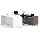 Bestar Pro-Linea 72”W U-Shaped Executive Computer Desk, Bark Gray/White