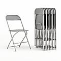 Flash Furniture HERCULES Series Premium Plastic Folding Chairs, Gray, Set Of 10 Chairs