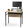 Iris USA® 22”W Computer Desk With Monitor Riser, Brown 1 thumbnail image