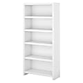 Bush Business Furniture Echo 66"H 5-Shelf Bookcase, Pure White, Standard Delivery