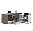 Bestar Pro-Linea 72”W L-Shaped Corner Desk, Bark Gray/White 1 thumbnail image