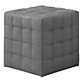 Monarch Specialties Geneva Tufted Cube Ottoman, Gray