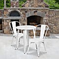 Flash Furniture Round Metal Indoor-Outdoor Table Set With 2 Café Chairs, 29" x 24", White 1 thumbnail image