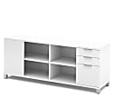 Bestar Pro-Linea 72”W Computer Desk Credenza With 3 Drawers, White