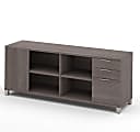 Bestar Pro-Linea 72”W Computer Desk Credenza With 3 Drawers, Bark Gray