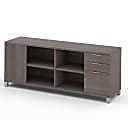 Bestar Pro-Linea 72”W Computer Desk Credenza With 3 Drawers, Bark Gray 1 thumbnail image