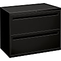 HON® Brigade® 700 36"W x 18"D Lateral 2-Drawer File Cabinet, Black 1 thumbnail image