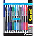 Pilot G2 Gel Pens, Fine Point, 0.7mm, Translucent Barrels, Assorted Inks, Pack Of 10 Pens