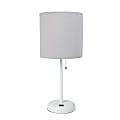 Creekwood Home Oslo USB Port Metal Table Lamp, 19-1/2"H, Gray Shade/White Base 1 thumbnail image
