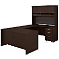Bush Business Furniture Components 60"W U-Shaped Desk With Hutch And Mobile File Cabinet, Mocha Cherry, Standard Delivery