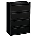 HON® Brigade® 700 36"W Lateral 4-Drawer File Cabinet, Metal, Black