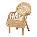 bali & pari Putri Modern Bohemian Rattan Arm Accent Chair, Natural Brown