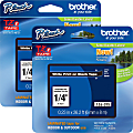 Brother® P-touch TZe Laminated Tape Cartridges, 1/4"W x 26 1/4'L , Rectangle, White, 2 Per Bundle 1 thumbnail image