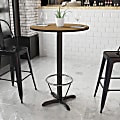 Flash Furniture Laminate Round Table Top With Bar-Height Base And Foot Ring, 43-1/8"H x 30"W x 30"D, Walnut/Black