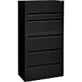 HON® Brigade® 700 36"W x 18"D Lateral 5-Drawer File Cabinet, Black 1 thumbnail image