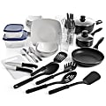 Gibson All U Need 45-Piece Dinnerware Cookware Combo Set, White