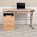 Flash Furniture 48"W Computer Desk With 3-Drawer Single Pedestal, Maple 1 thumbnail image