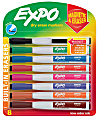 EXPO® Magnetic Dry Erase Markers With Eraser, Fine Tip, Assorted Ink Colors, Pack Of 8