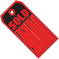 Partners Brand Retail Tags, "SOLD", 4 3/4" x 2 3/8", 100% Recycled, Black/Red, Case Of 500 1 thumbnail image
