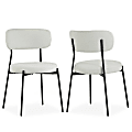 Glamour Home Aya Chenille Fabric Dining Accent Chairs, White, Set Of 2 Chairs