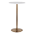 Pebble Contemporary/Glam Adjustable Table, 42”H x 23-3/4”W x 23-3/4”D, Gold/White