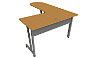 Linea Italia, Inc L-Shaped Corner Desk, 71"W, Maple/Gray