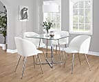 LumiSource Fran Contemporary Chairs, White/Chrome, Set Of 2 Chairs